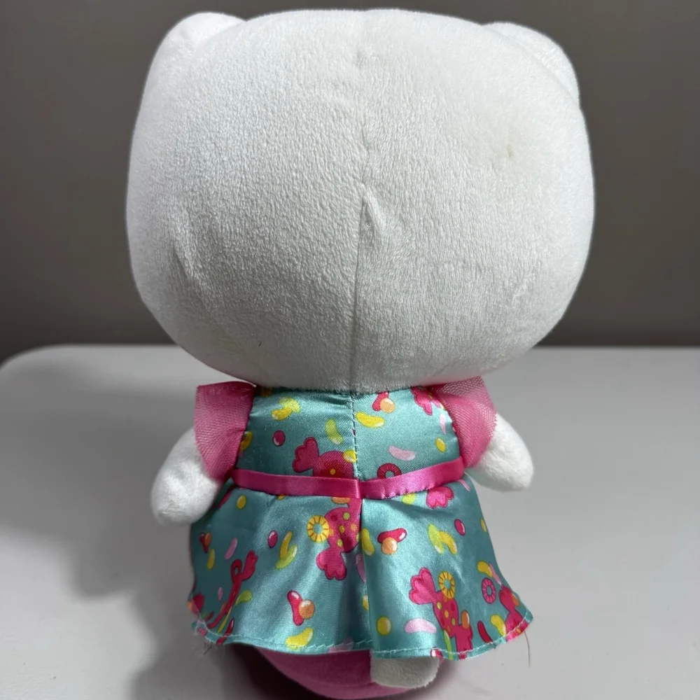 Sanrio Hello Kitty Plush Blue Floral Dress Candy Bow Stuffed Toy 8-10 Inch
